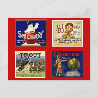 ヴィンテージ赤NWフルーツ広告のリンゴのクレートWAまたは ポストカード