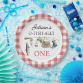 ヴィンテージ赤O-Fish-Ally One 1 Birthday ペーパープレート (パーティー)