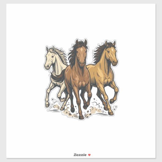 ヴィンテージ走る馬ベクターアートデザイン1 シール (シート)