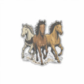 ヴィンテージ走る馬ベクターアートデザイン1 シール (正面)