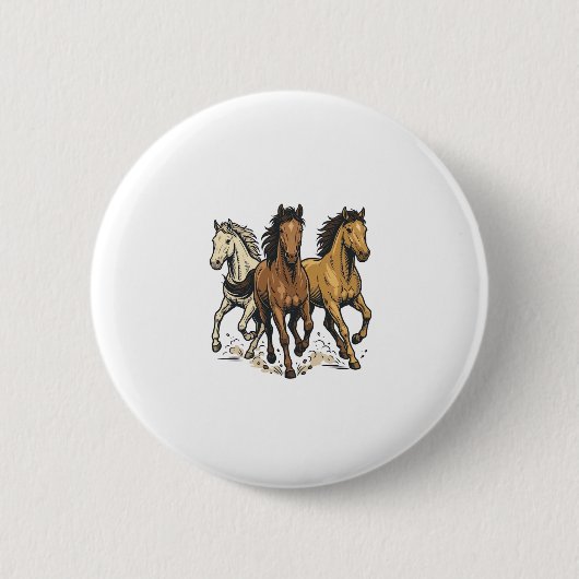 ヴィンテージ走る馬ベクターアートデザイン1 缶バッジ (正面)