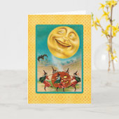 ヴィンテージ踊りウィッチフルムーンハロウィンカード カード (黄色い花)