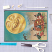 ヴィンテージ踊りウィッチフルムーンハロウィーンのカボチャのちょうちん 薄葉紙 (クラフト)