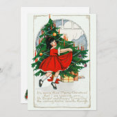 ヴィンテージ踊りガールクリスマスカード シーズンカード (正面/裏面)