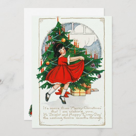 ヴィンテージ踊りガールクリスマスカード シーズンカード (正面/裏面)