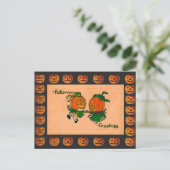 ヴィンテージ踊りジャックオランタンポストカード ポストカード (スタンド正面)