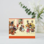 ヴィンテージ踊りパーティー猫はがき ポストカード (スタンド正面)