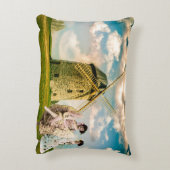 ヴィンテージ踊りフラワーガールズアンドウィンドミル アクセントクッション (裏面(縦))