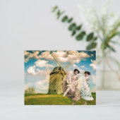 ヴィンテージ踊りフラワーガールズアンドウィンドミル ポストカード (スタンド正面)