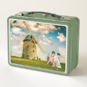 ヴィンテージ踊りフラワーガールズアンドウィンドミル メタルランチボックス (裏面)