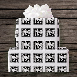 ヴィンテージ踊りベアーズブラックシルエット ラッピングペーパー