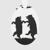 ヴィンテージ踊りベアーブラックシルエットツリーフクロウ オーナメント (正面)