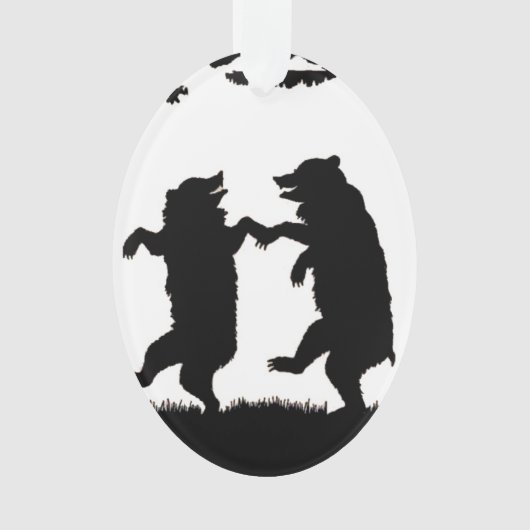 ヴィンテージ踊りベアーブラックシルエットツリーフクロウ オーナメント (正面)