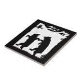 ヴィンテージ踊りベアーブラックシルエットツリーフクロウ タイル (側面)