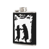 ヴィンテージ踊りベアーブラックシルエットツリーフクロウ フラスク (左)