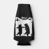 ヴィンテージ踊りベアーブラックシルエットツリーフクロウ ボトルクーラー (正面)