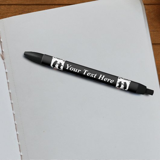 ヴィンテージ踊りベアーブラックシルエットツリーフクロウ 黒ボールペン