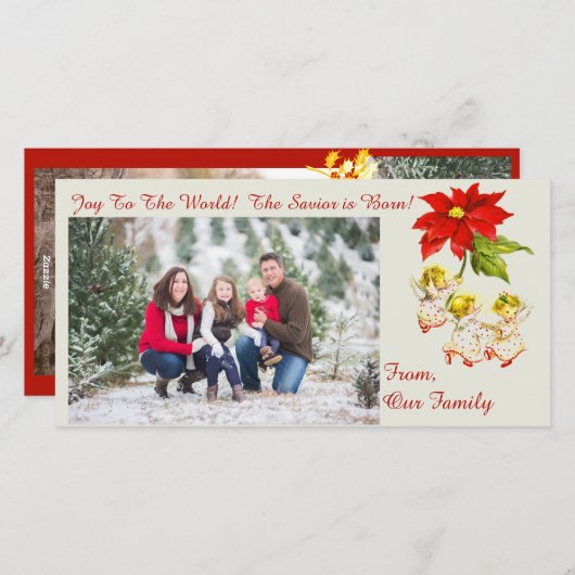 ヴィンテージ踊りベビーエンジェルフォトカード シーズンカード (正面/裏面)