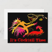 ヴィンテージ踊りレディーマルティニオードスターカクテルバー ポストカード (正面/裏面)