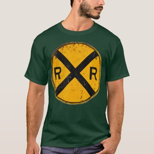 ヴィンテージ踏切サイン人技術者 Tシャツ (正面)
