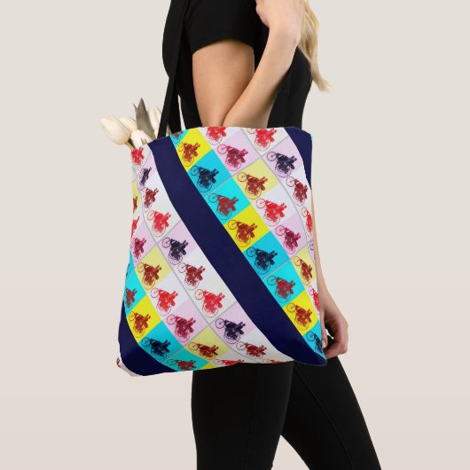 ヴィンテージ車がアートを集ポップ・アートのめる トートバッグ (クローズアップ)