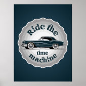 ヴィンテージ車が入ったバッジ型グラフィック。 ポスター (正面)