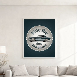 ヴィンテージ車が入ったバッジ型グラフィック。 ポスター