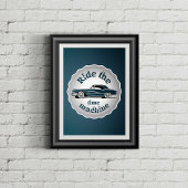 ヴィンテージ車が入ったバッジ型グラフィック。 ポスター