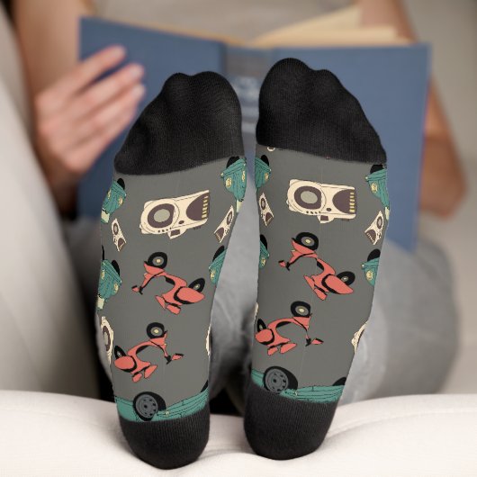 ヴィンテージ車とカメラ ソックス (底面)