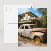 ヴィンテージ車とガレージ、はがき ポストカード (正面/裏面)