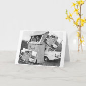 ヴィンテージ車のキャンプのキャラバン カード (黄色い花)