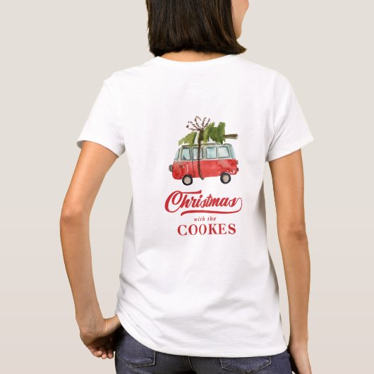 …ヴィンテージ車のクリスマスツリーとのクリスマス Tシャツ (裏面)