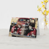 ヴィンテージ車のグリーティングカード。 カード (黄色い花)