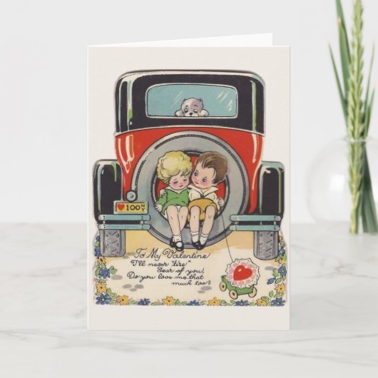 ヴィンテージ車のバレンタインの挨拶状 シーズンカード (正面)