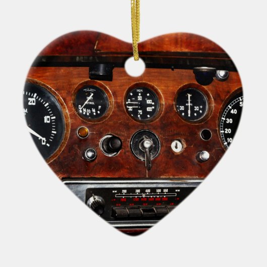ヴィンテージ車のラジオと楽器 セラミックオーナメント (正面)