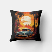 ヴィンテージ車の夕日 – 車を愛する人のためのギフト クッション (裏面)