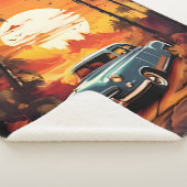 ヴィンテージ車の夕日 – 車を愛する人のためのギフト シェルパブランケット (3/4)