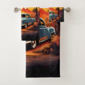 ヴィンテージ車の夕日 – 車を愛する人のためのギフト バスタオルセット (インサイチュ)