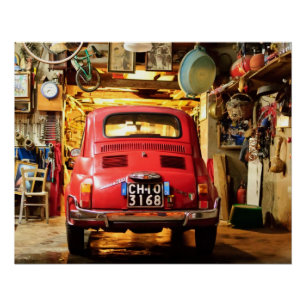 ヴィンテージ車の完全なポスター フィアット500% pipe%ローマイタリア ポスター