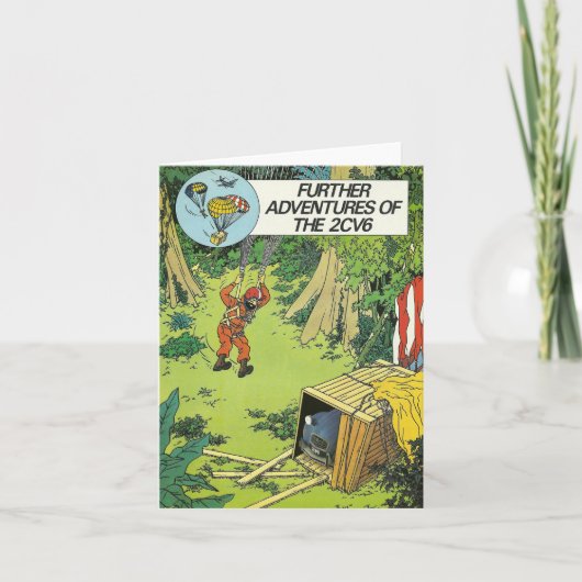 ヴィンテージ車の挨拶状|シトロエン2cv |のフランス語 カード (正面)