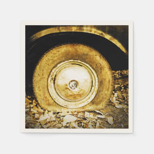 ヴィンテージ車の旧クラシック輪 スタンダードカクテルナプキン (正面)