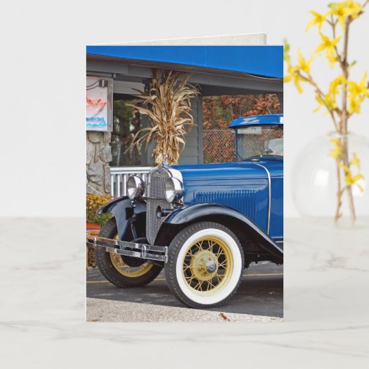 ヴィンテージ車の父の日 カード (黄色い花)