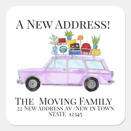 ヴィンテージ車の移動物封筒用シール スクエアシール (正面)