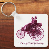 ヴィンテージ車の集まり、紫のピンクの紫の紫の白 キーホルダー (正面)