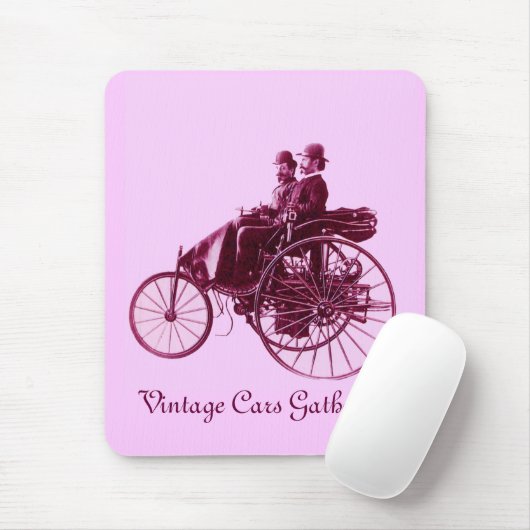 ヴィンテージ車の集まり、紫のピンクの紫の紫の白 マウスパッド (マウス)