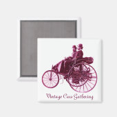 ヴィンテージ車の集まり、紫のピンクの紫の紫の白 マグネット (正面/裏面)