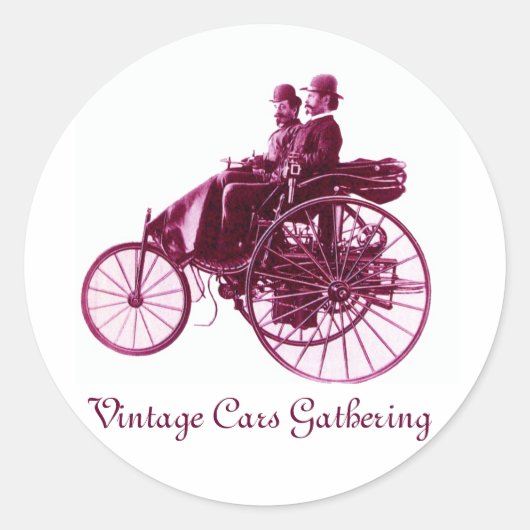 ヴィンテージ車の集まり、紫色の紫の紫の白のピンク ラウンドシール (正面)