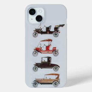 ヴィンテージ車ギャザリング、レッドブラックグレークラシックの車 iPhone 15 MINIケース