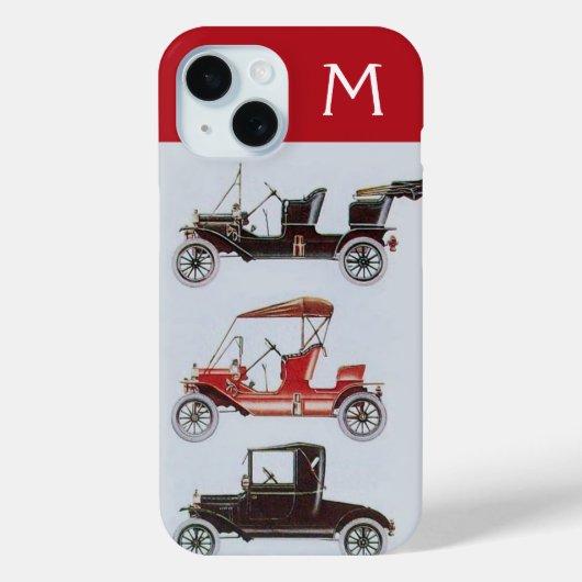 ヴィンテージ車グレーレッドモノグラム Case-Mate iPhoneケース (裏面)