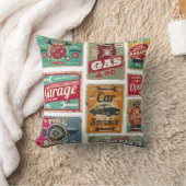 ヴィンテージ車サービスとガソリンスタンドヴィンテージメタル クッション (ブランケット)